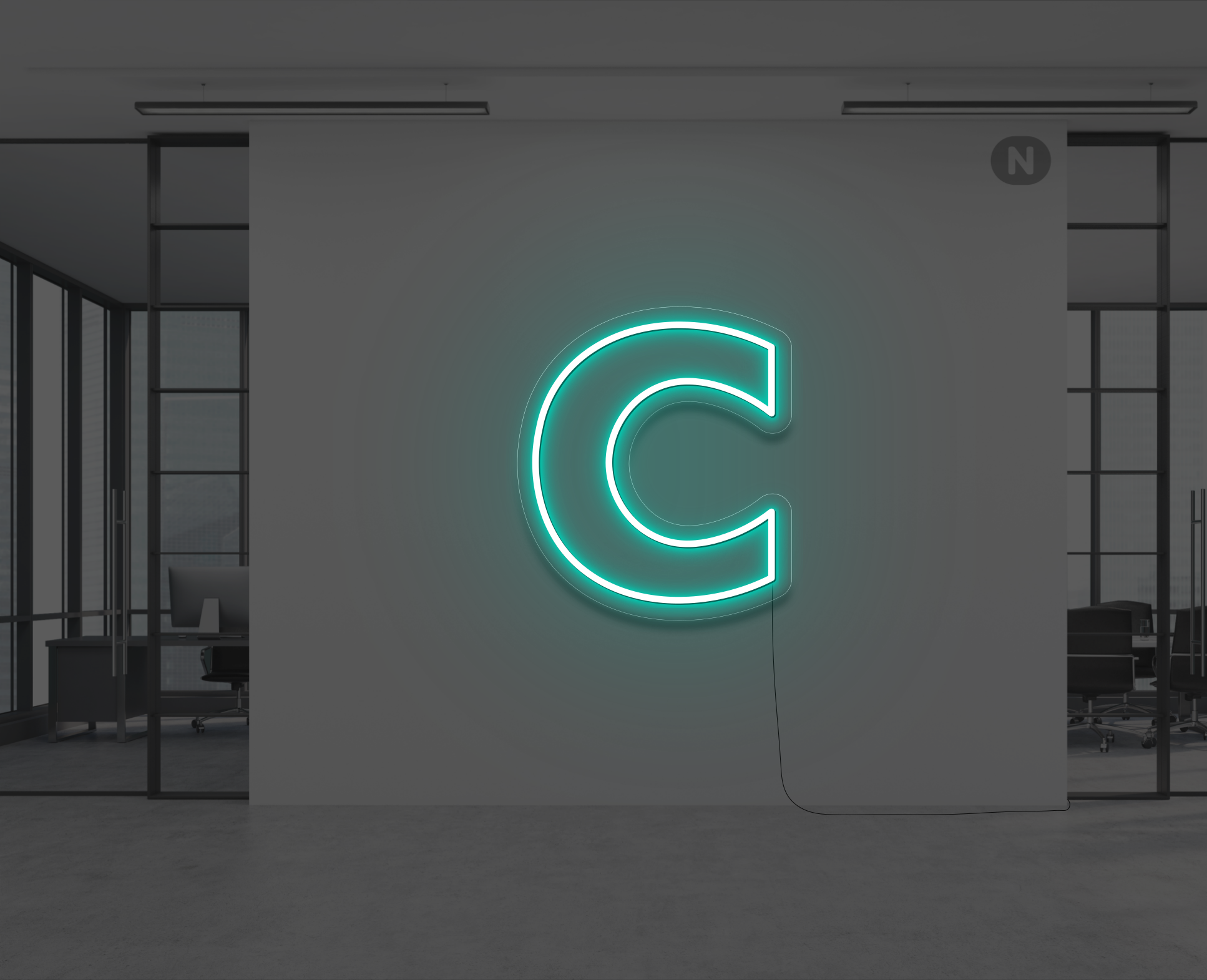neon-bokstav-c-turkos