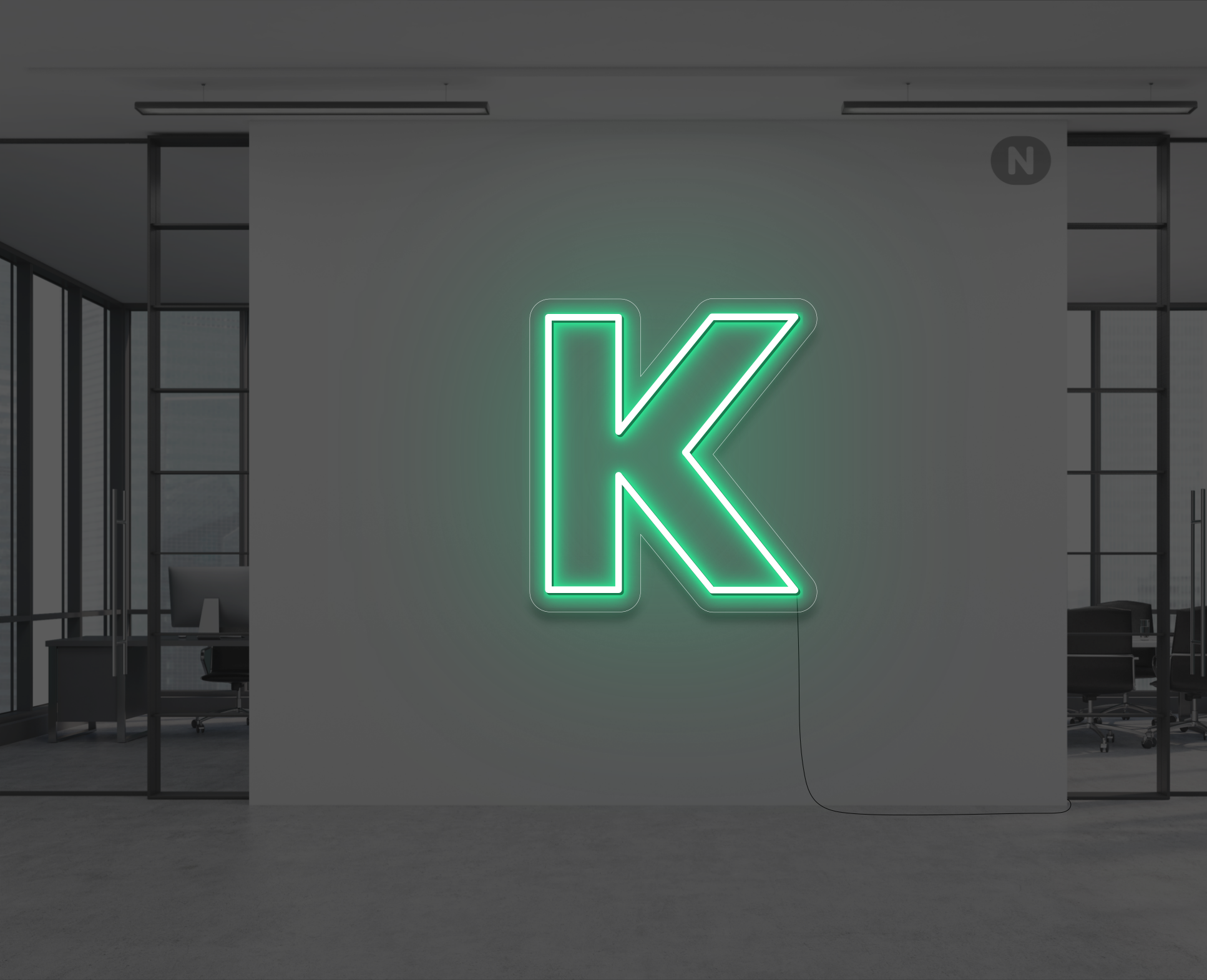 neon-bokstav-k-gron