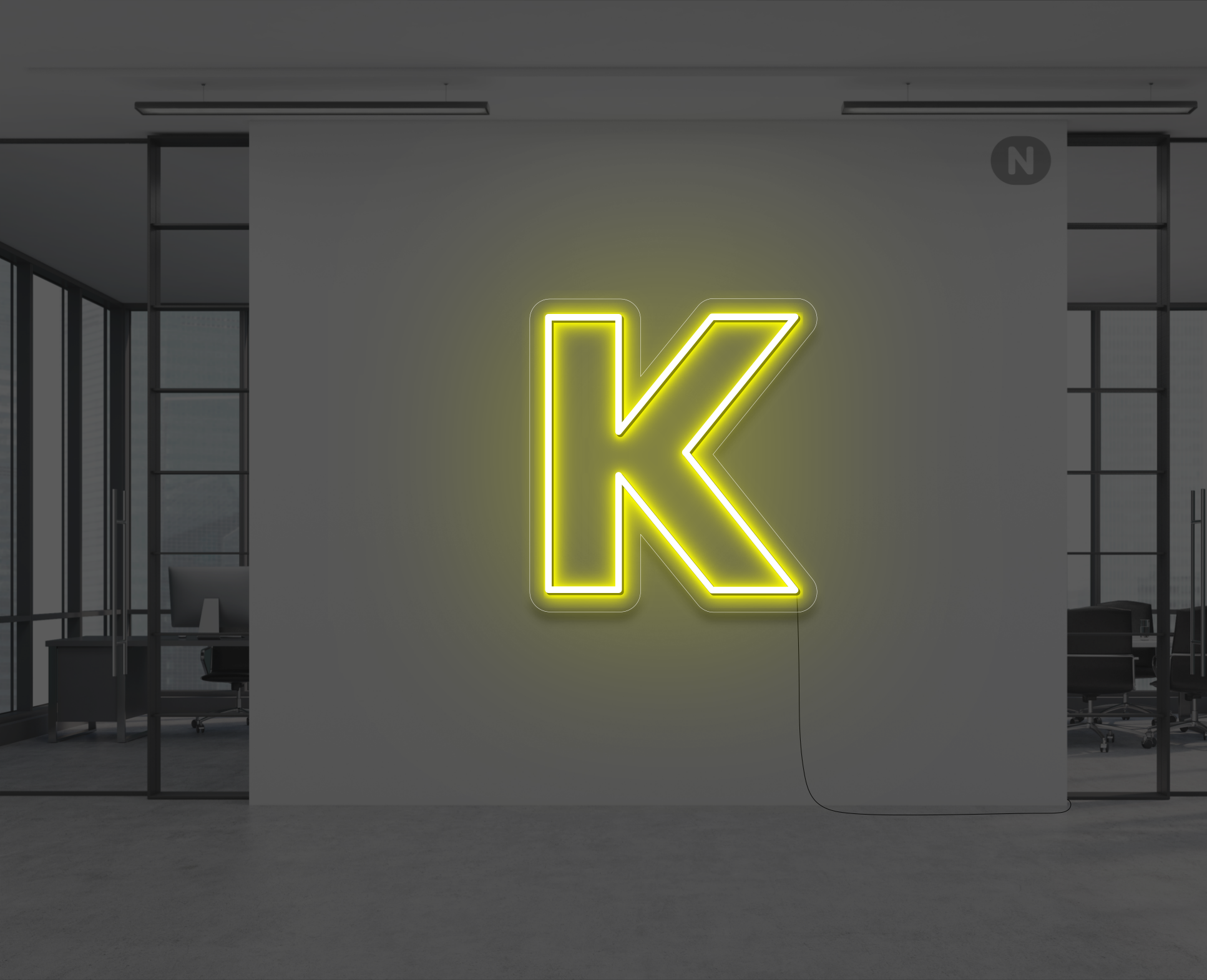 neon-bokstav-k-gul