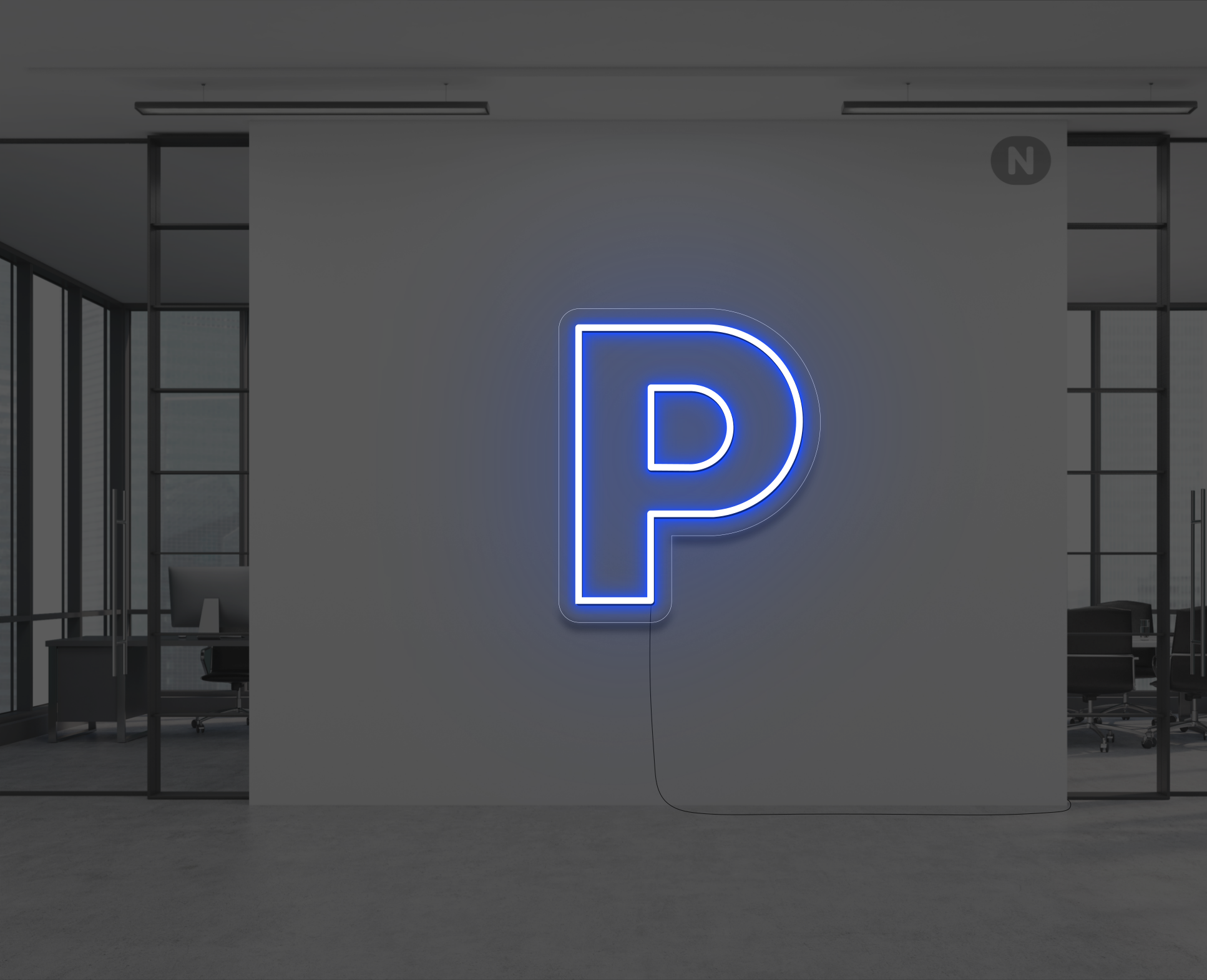 neon-bokstav-p-bla