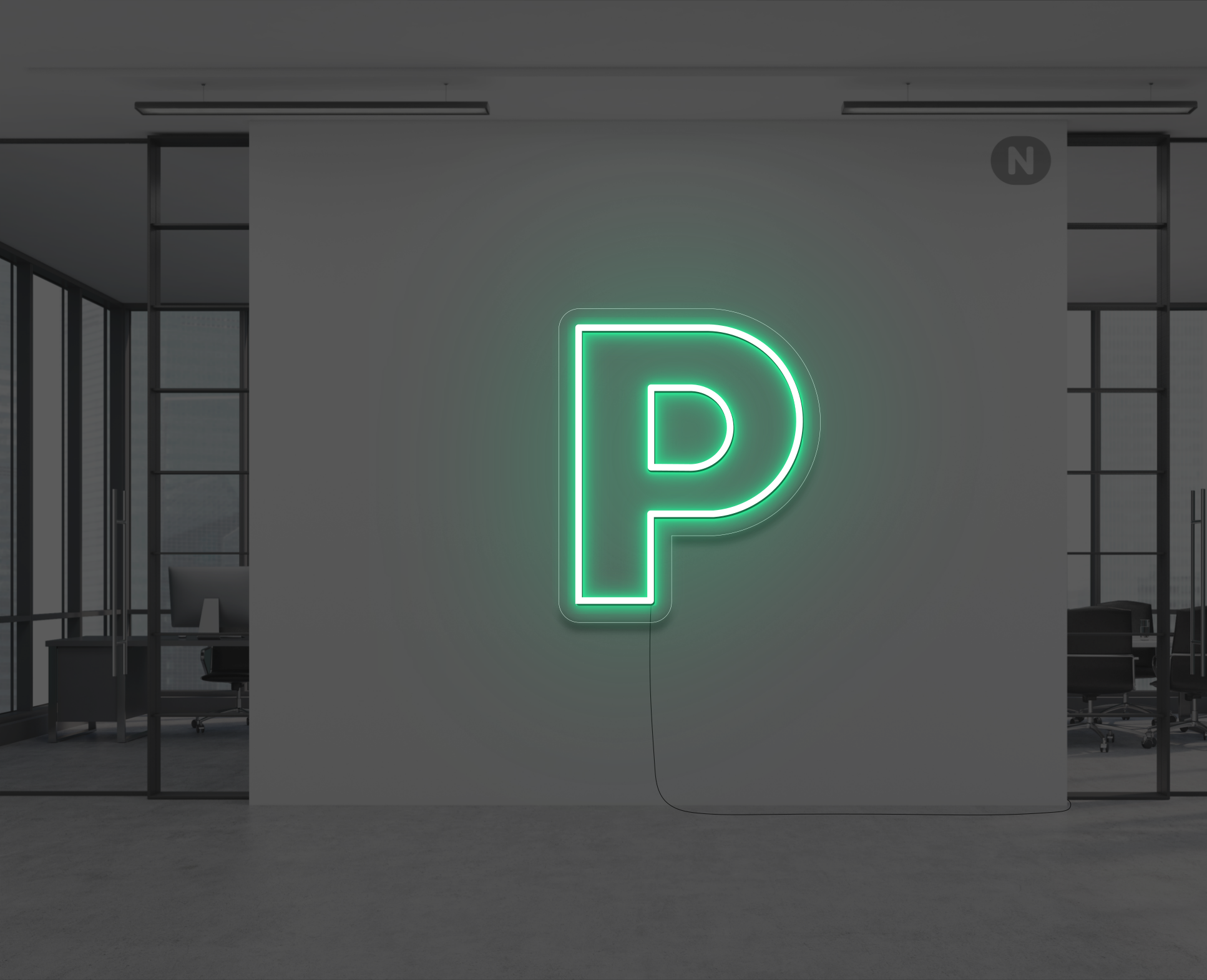neon-bokstav-p-gron