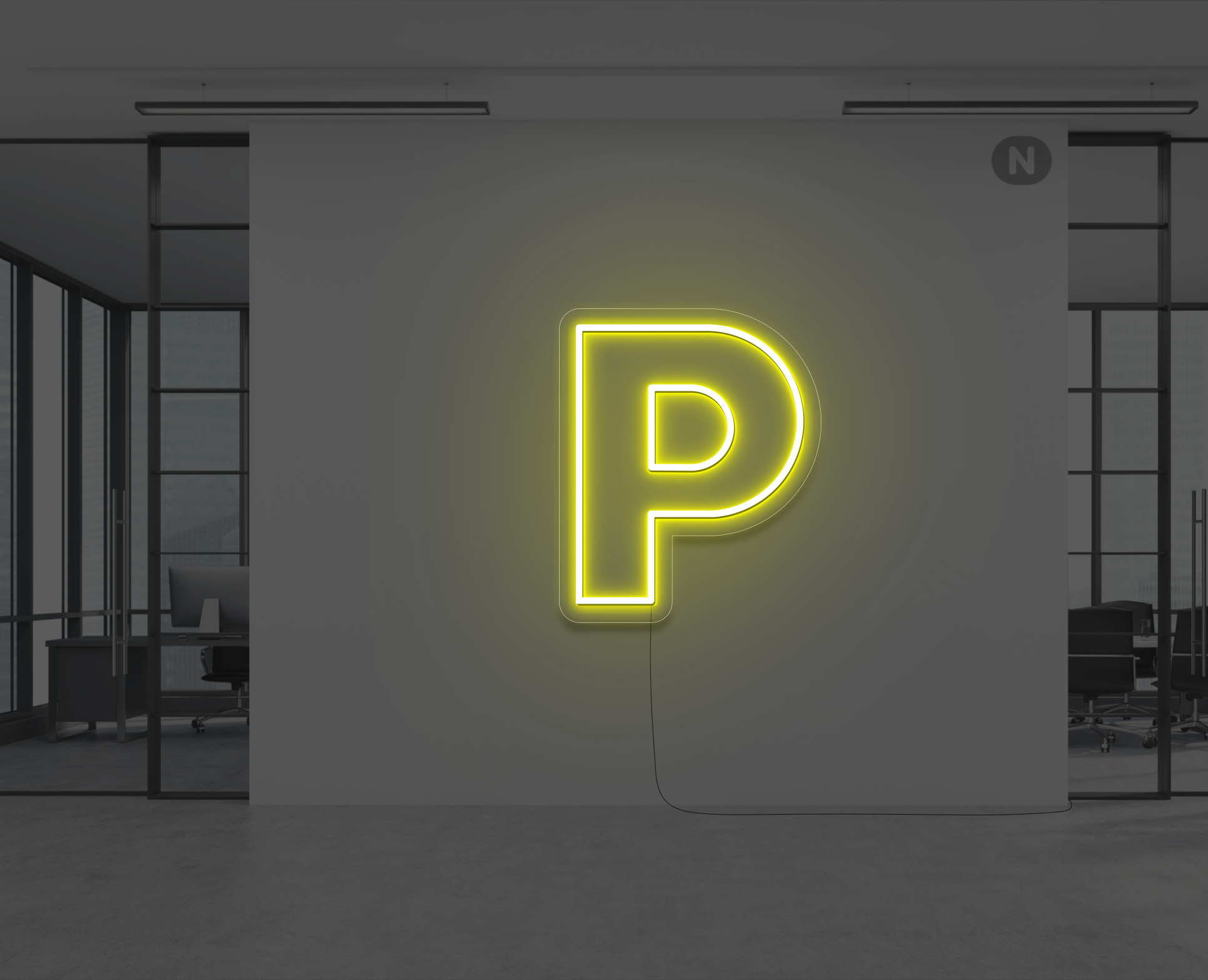 neon-bokstav-p-gul