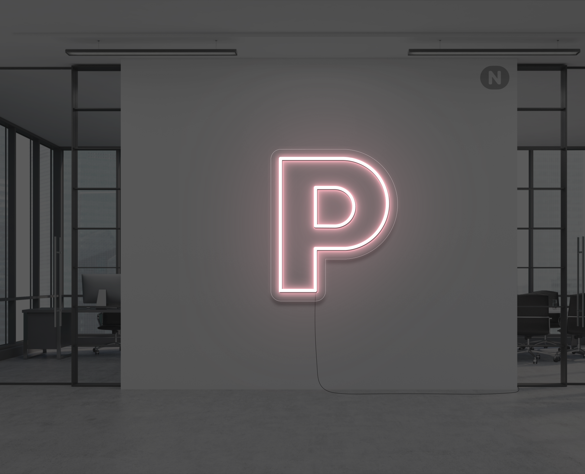 neon-bokstav-p-ljusrosa