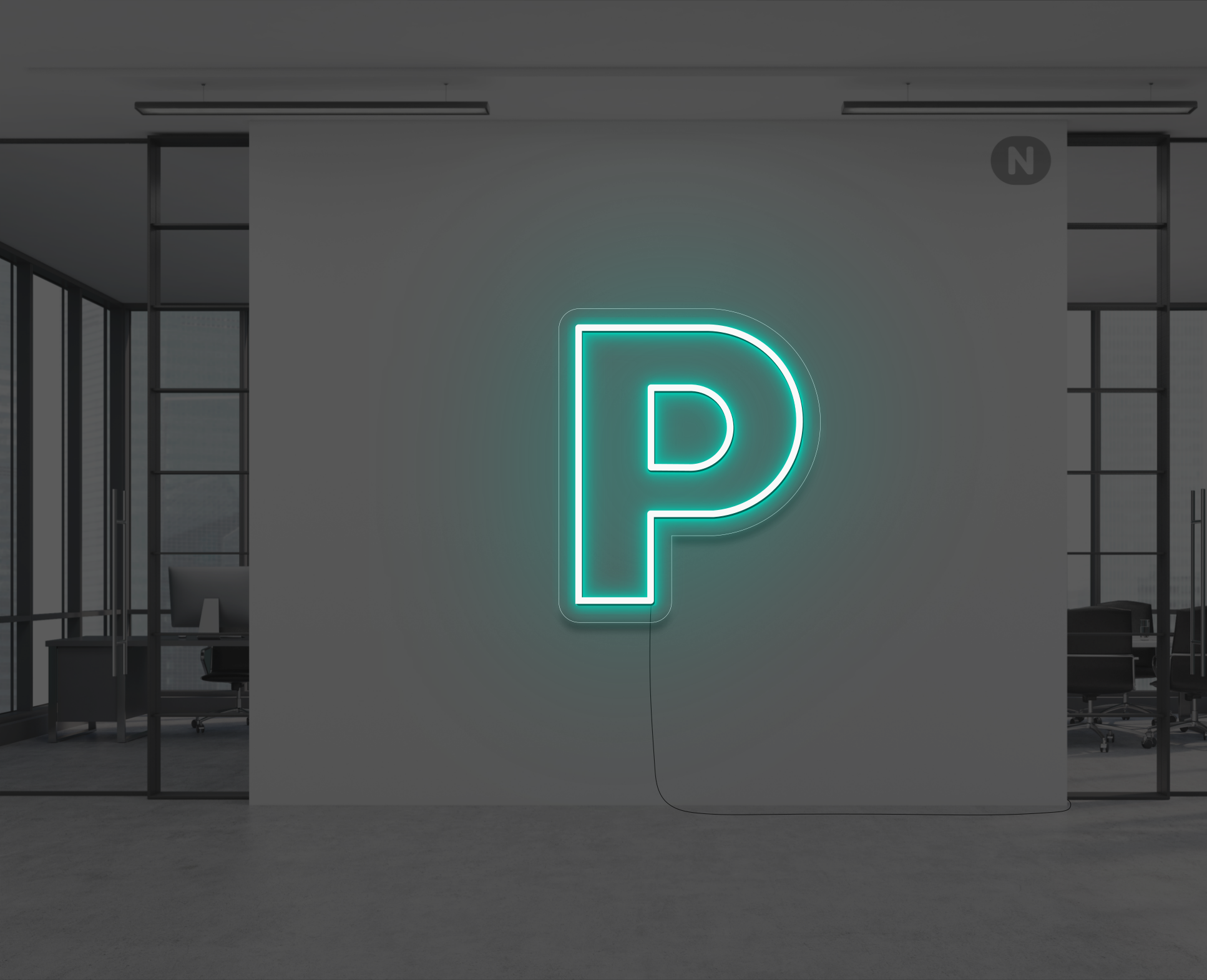 neon-bokstav-p-turkos