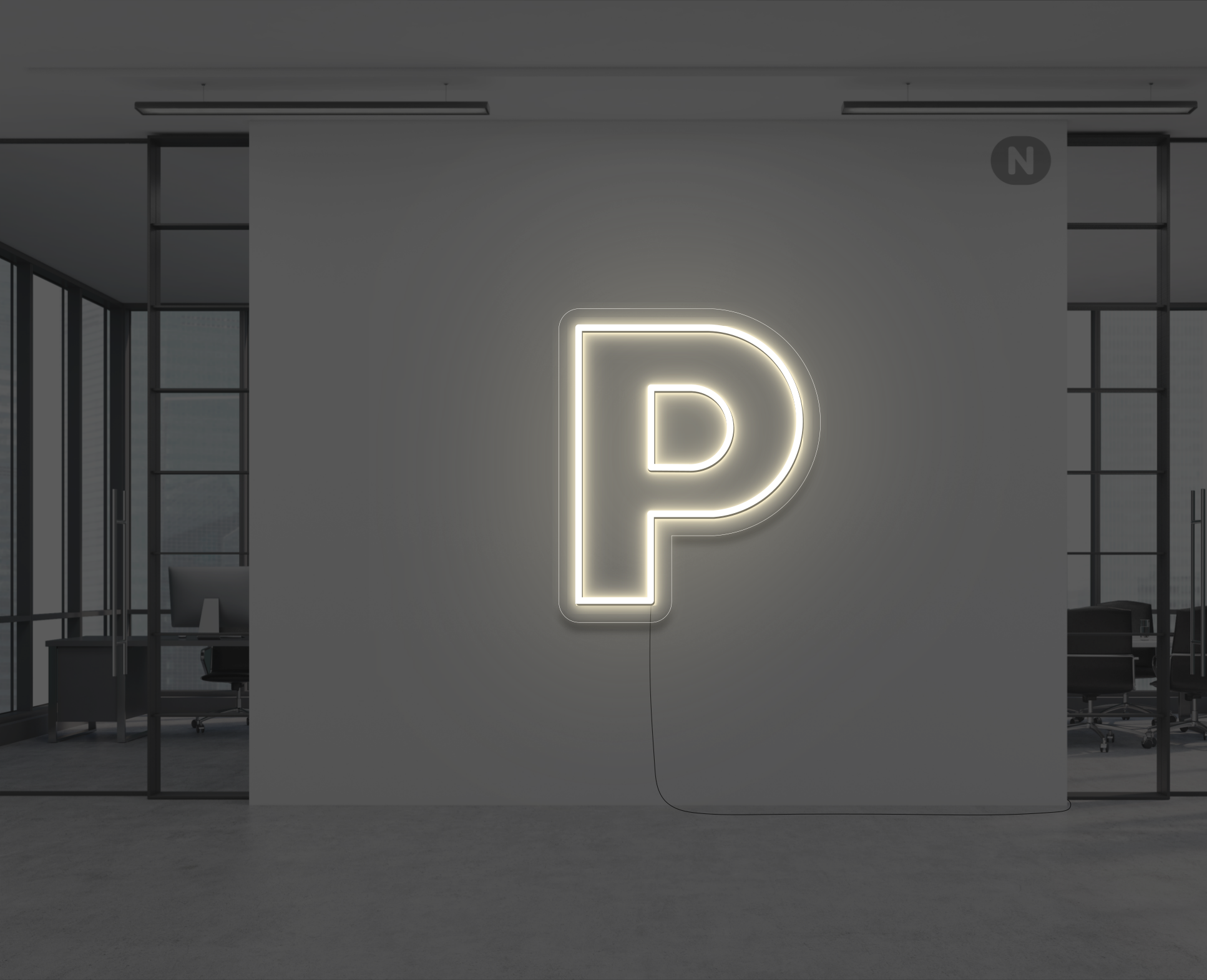 neon-bokstav-p-varm-vit