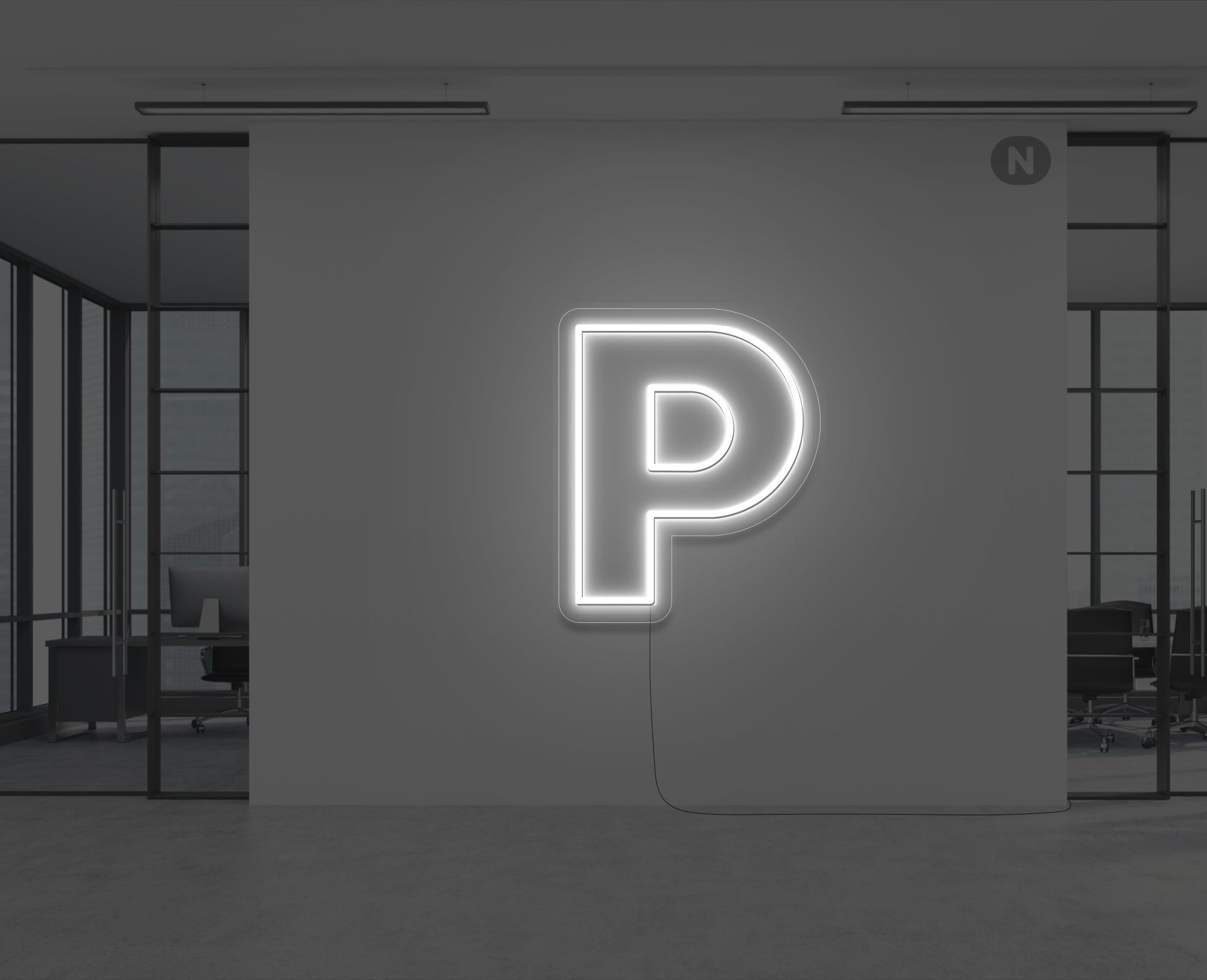 neon-bokstav-p-vit