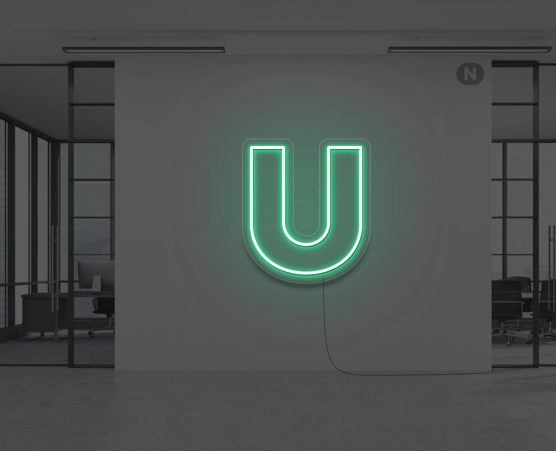 neon-bokstav-u-gron