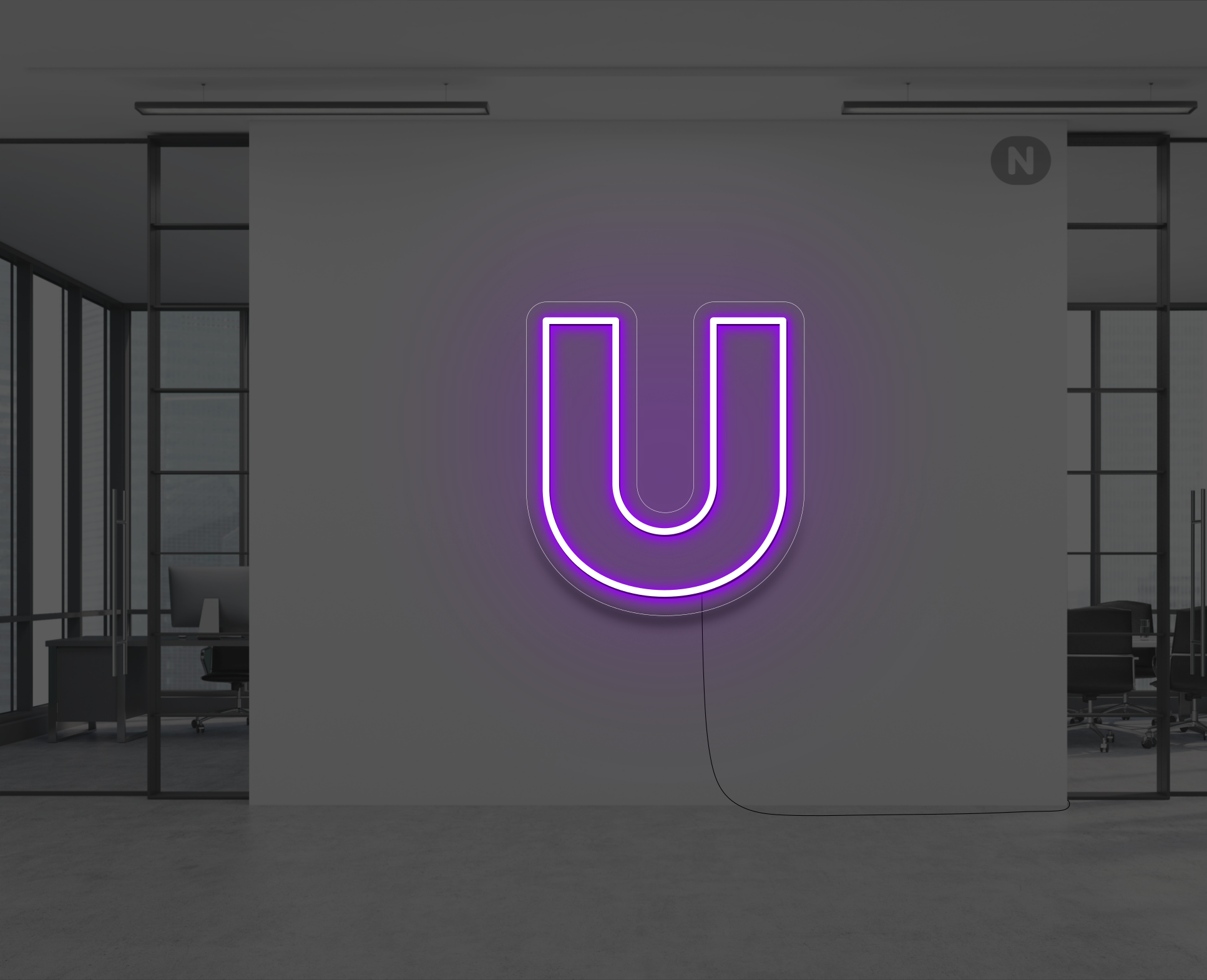 neon-bokstav-u-lila