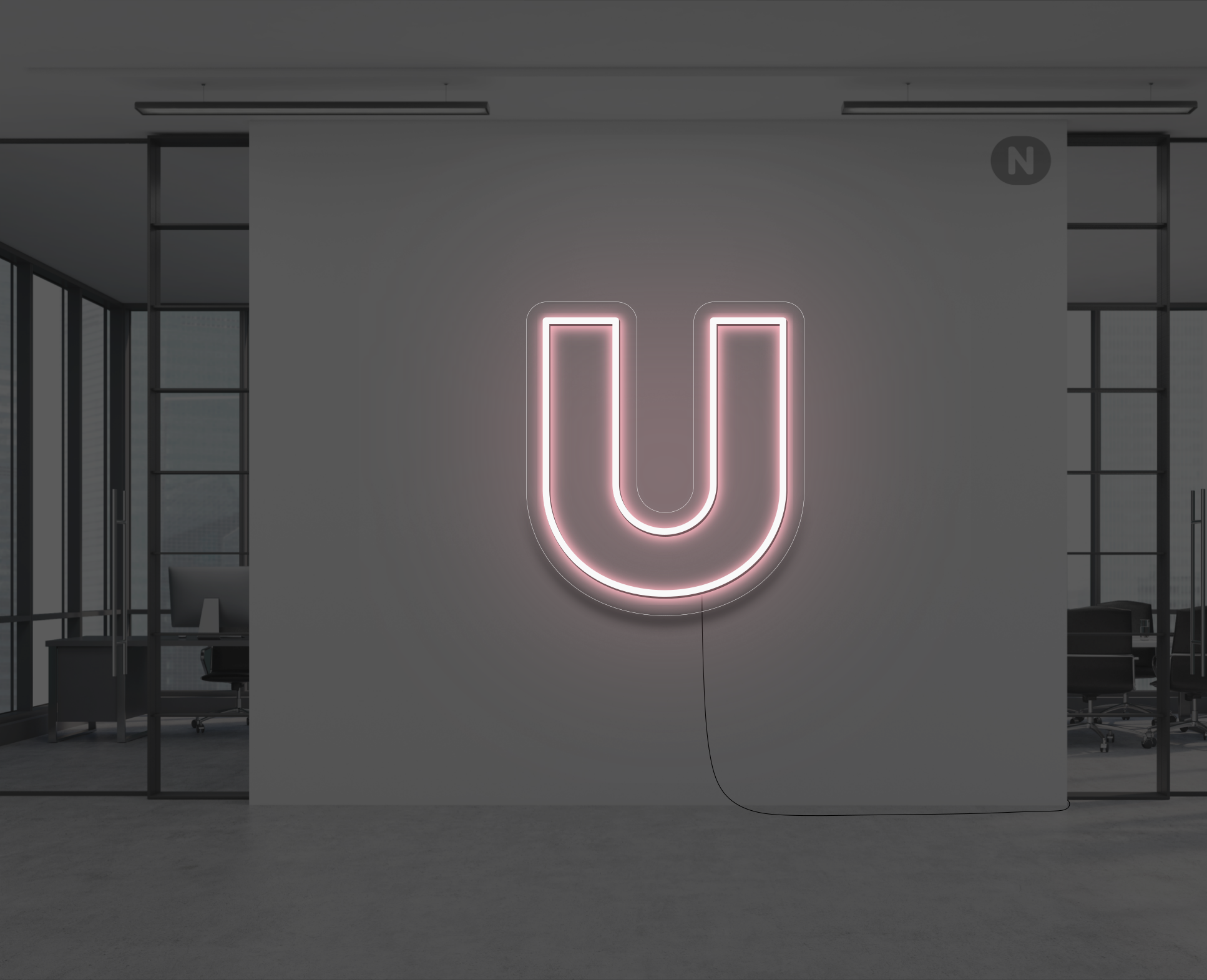 neon-bokstav-u-ljusrosa