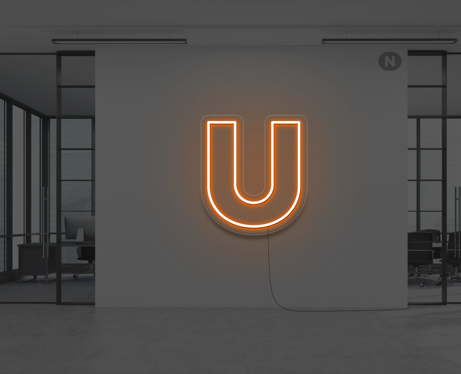 neon-bokstav-u-orange
