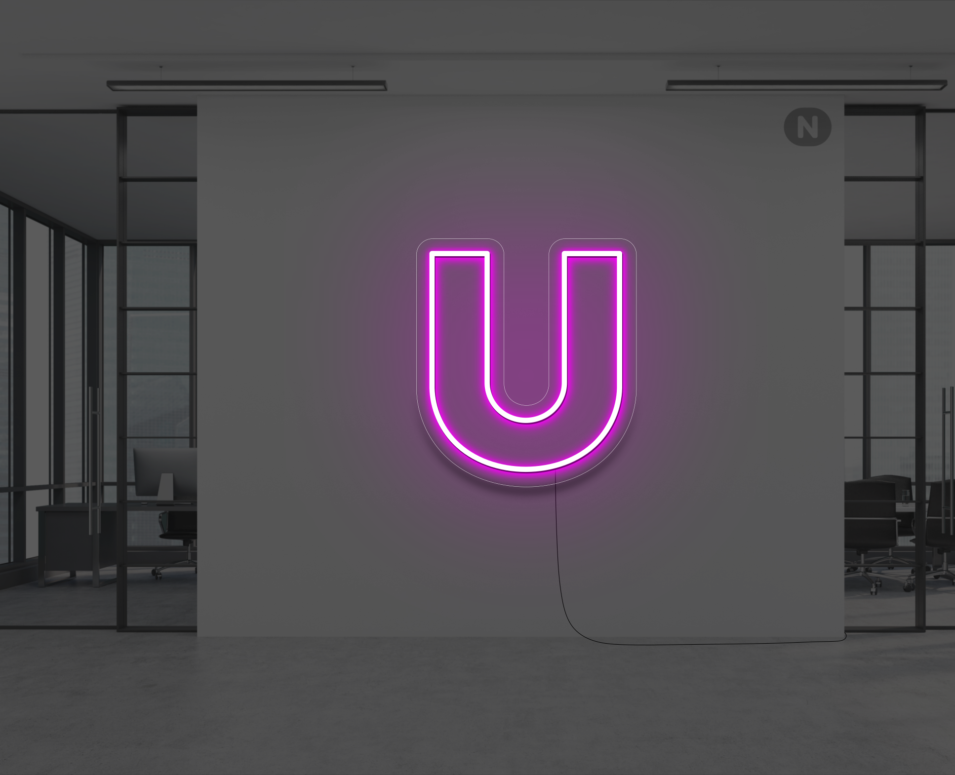neon-bokstav-u-rosa