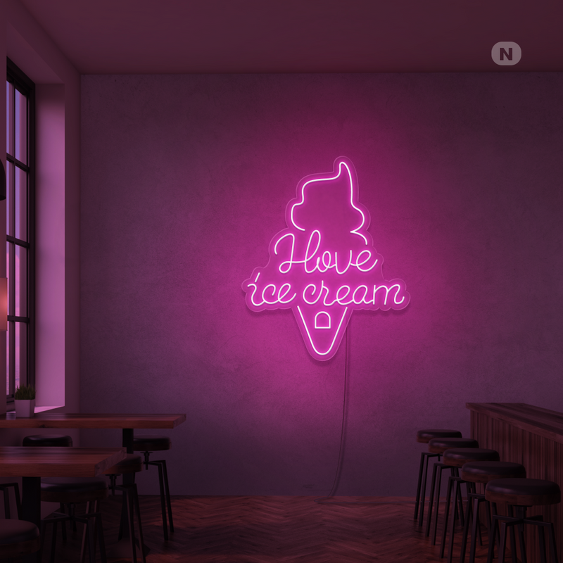 Neonskylt I love ice cream